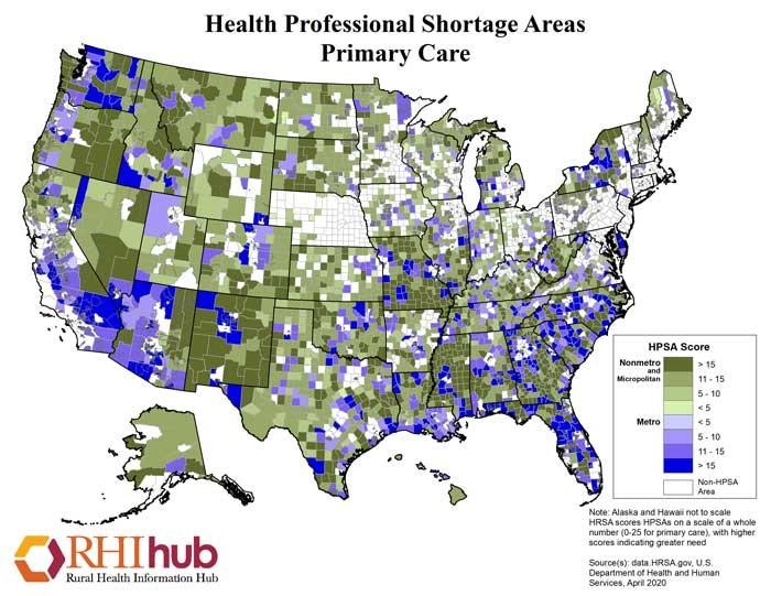 Healthcare Professional Shortage by Area United States